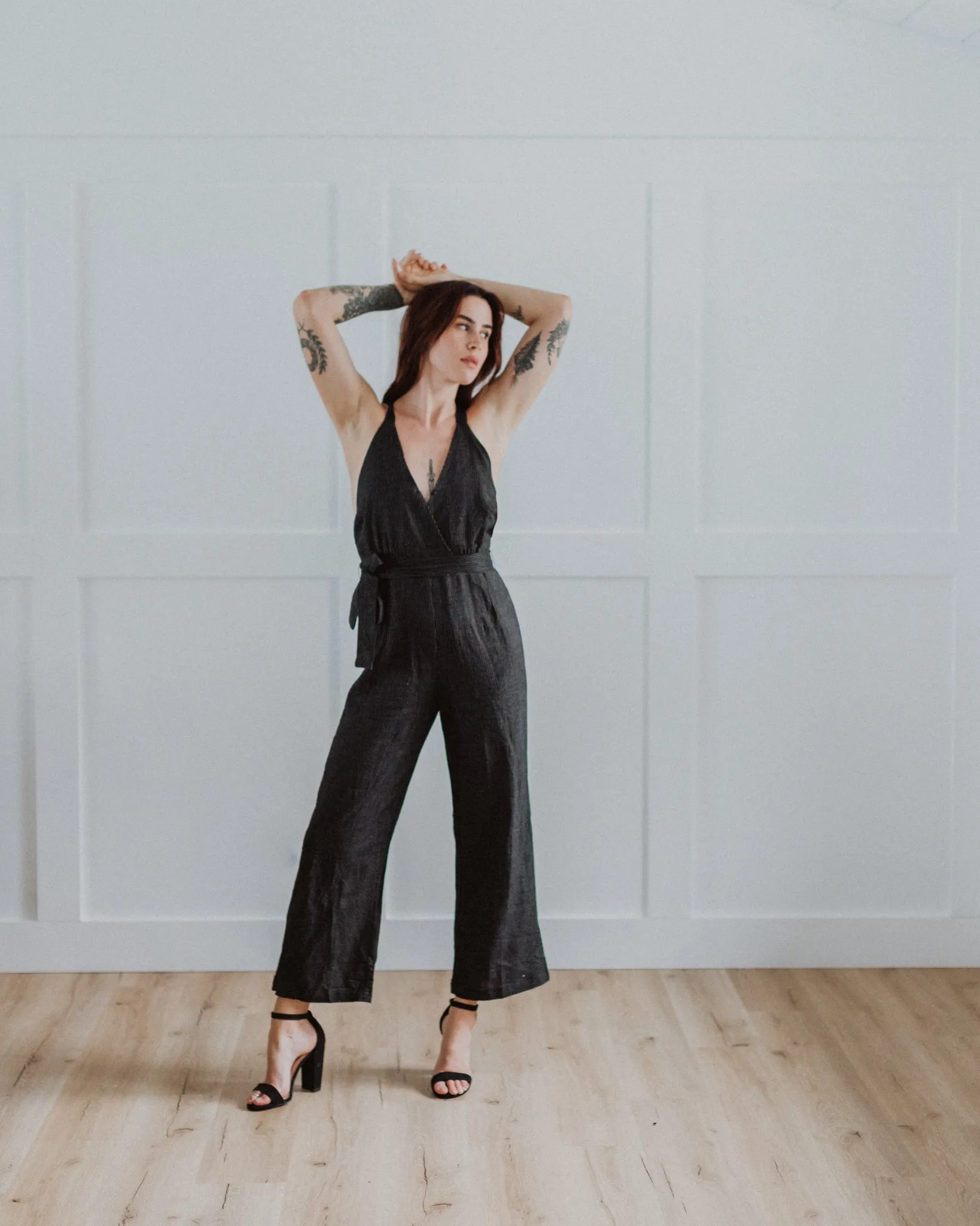 • sold out • striped linen jumpsuit
