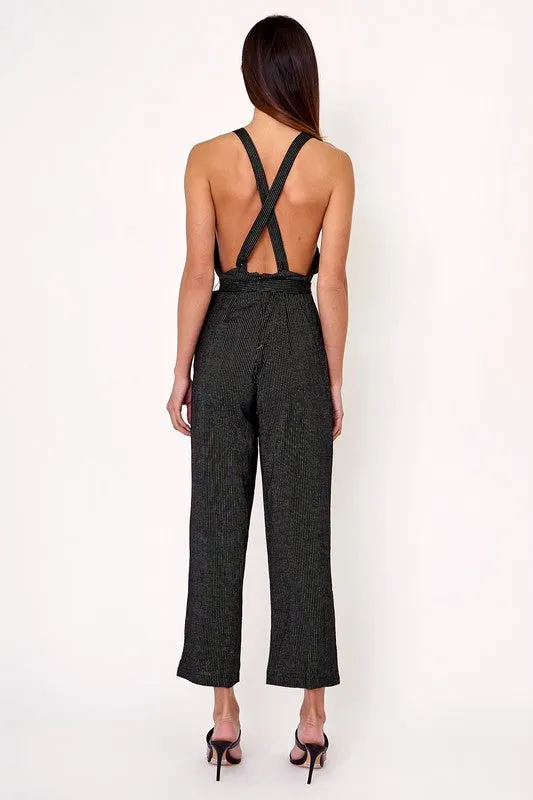 • sold out • striped linen jumpsuit