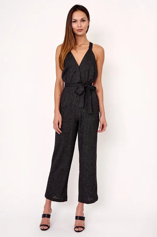 • sold out • striped linen jumpsuit