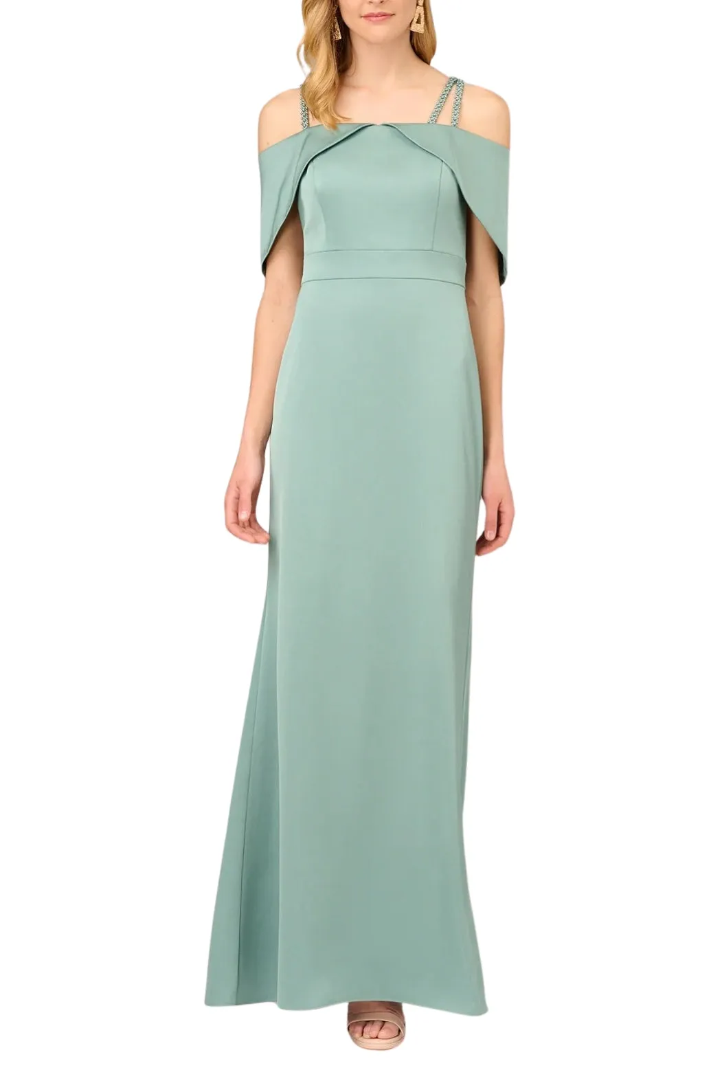 Aidan Mattox Double Strap Satin Column Gown