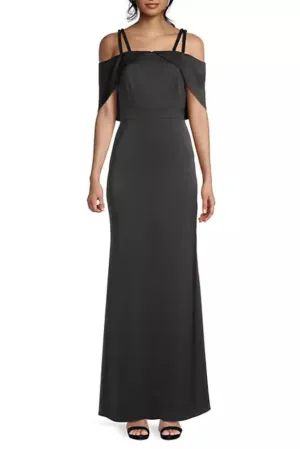 Aidan Mattox Double Strap Satin Column Gown