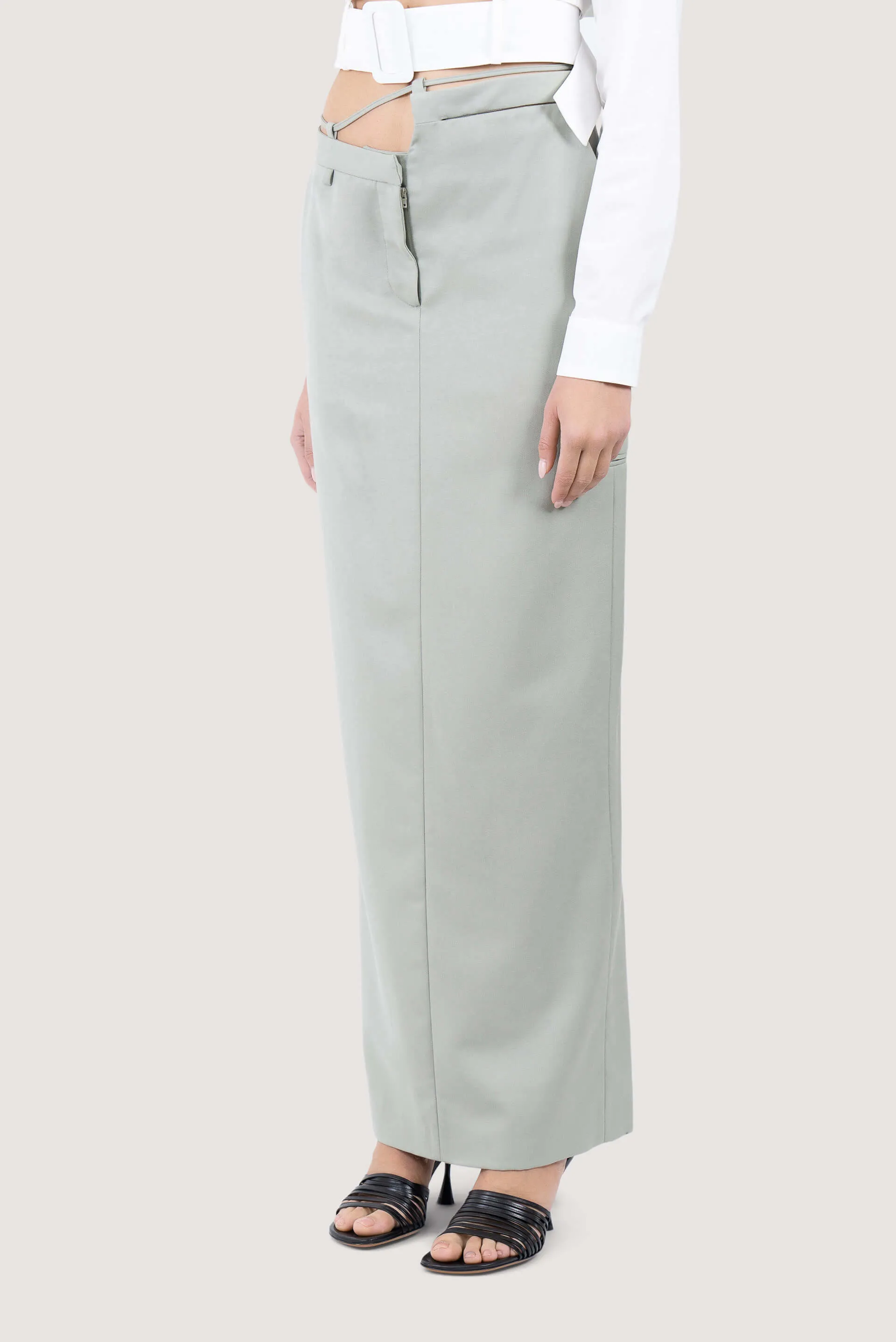 Asymmetric Tailored Midi Skirt