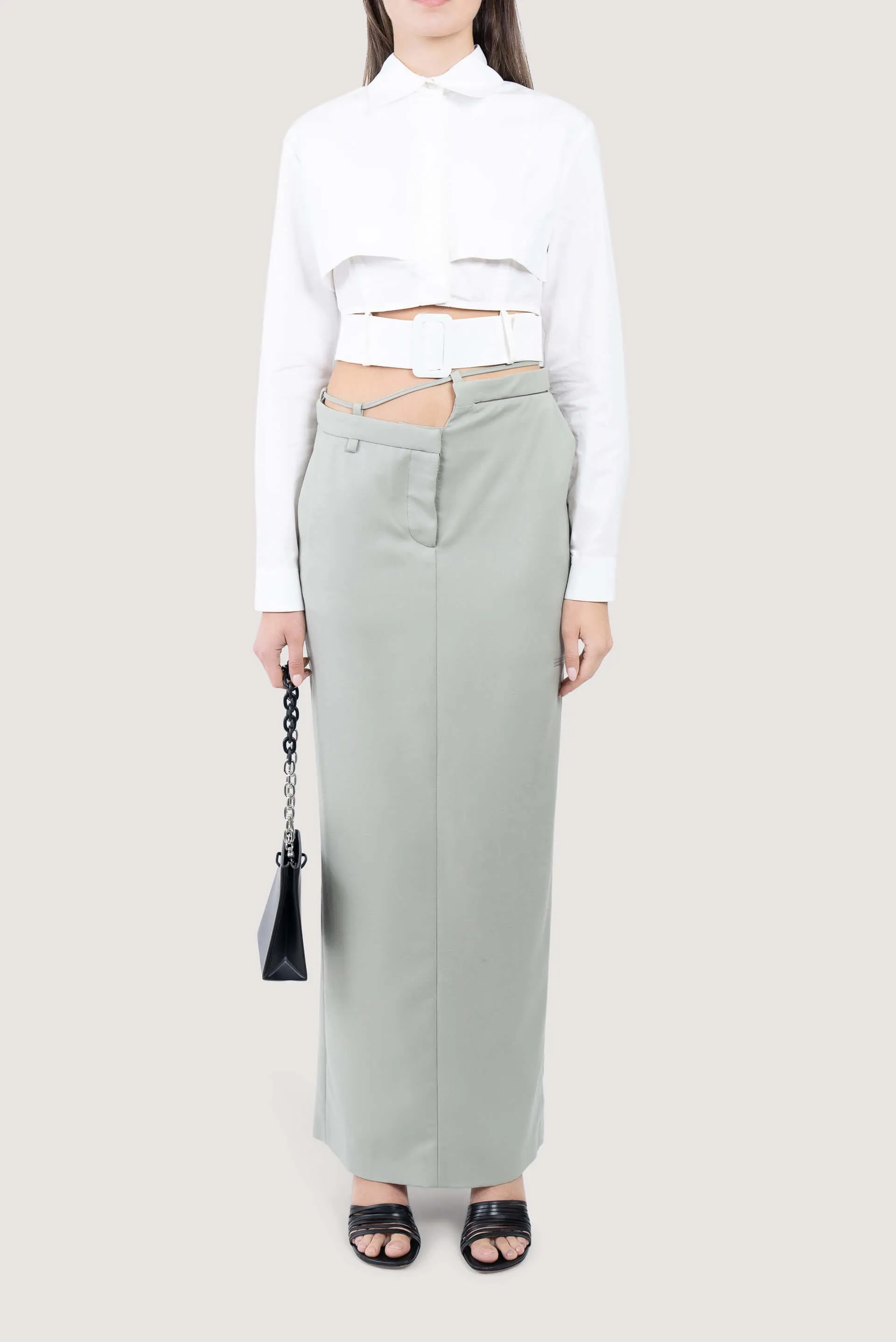 Asymmetric Tailored Midi Skirt