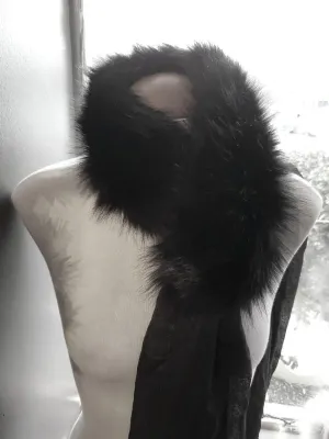 Black Faux Fur Collar Scarf
