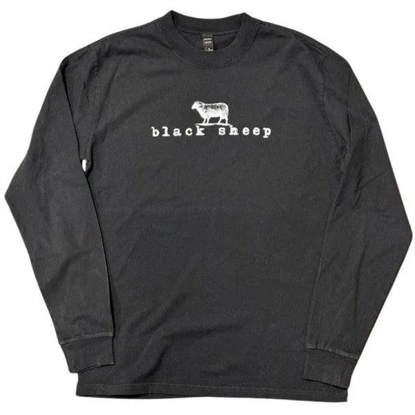 Black Sheep OG Logo Heavy Weight Faded Long Sleeve Tee Vintage Black