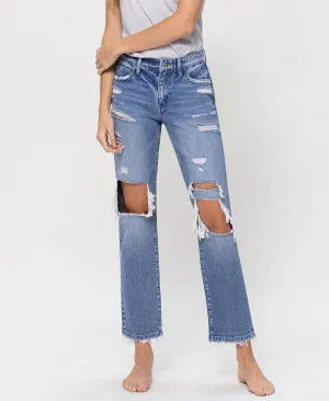 Brighten - Mid Rise Crop Straight Jeans