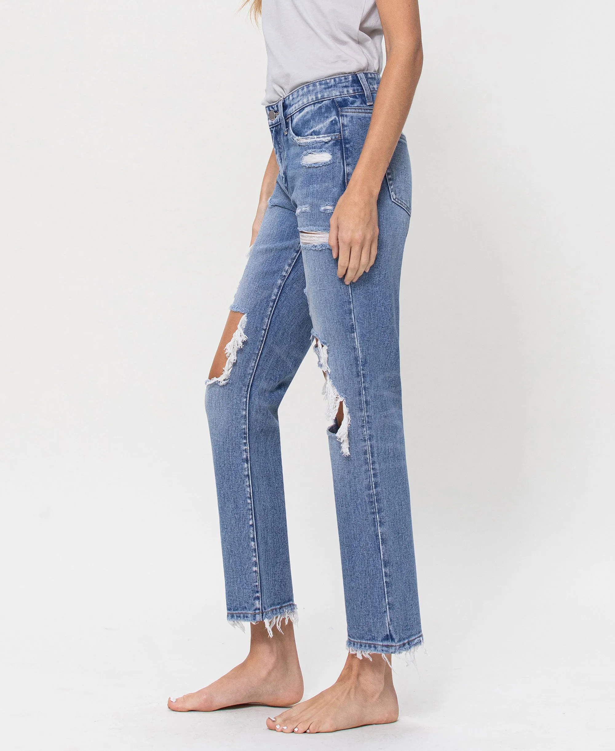 Brighten - Mid Rise Crop Straight Jeans