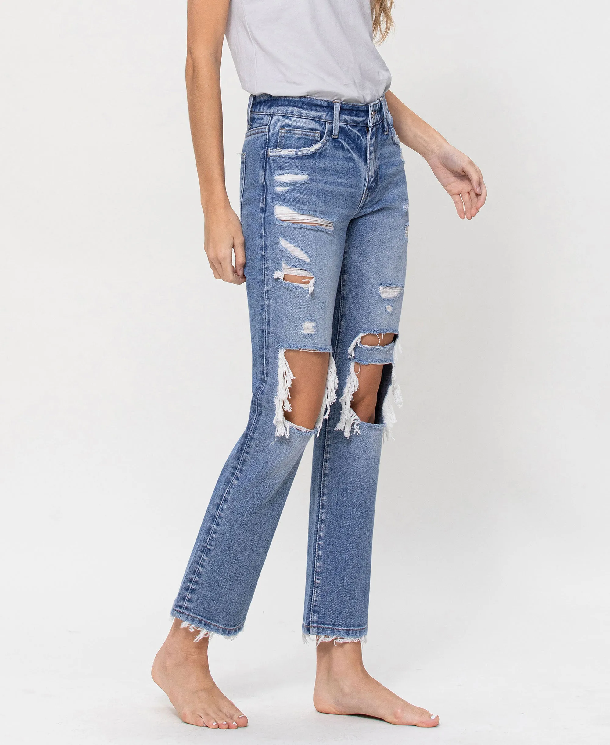 Brighten - Mid Rise Crop Straight Jeans