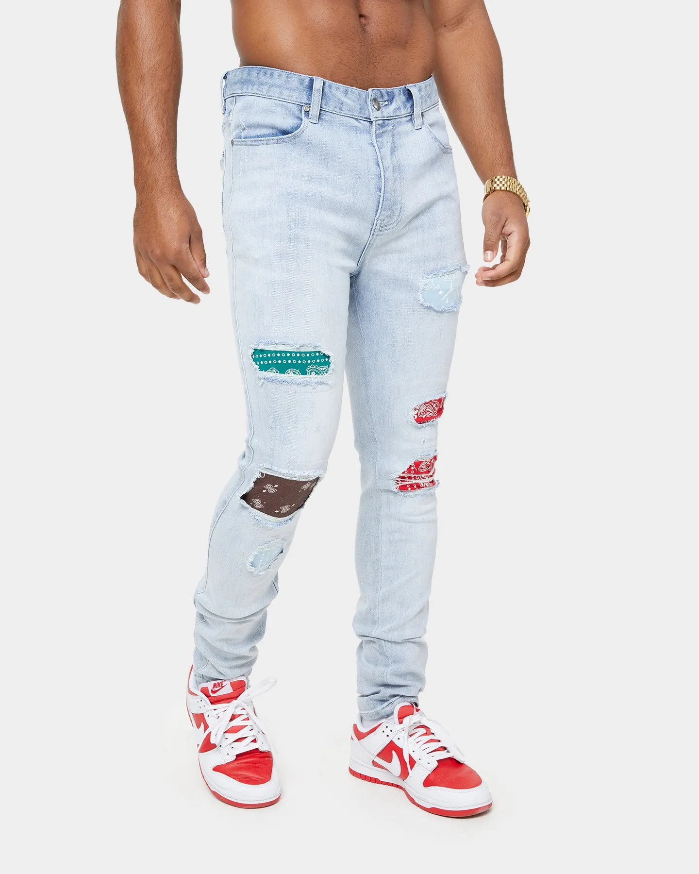 Carre BU Rugueux Distressed Jeans Light Blue