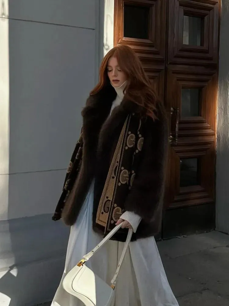 Chic Mid-Length fluffy faux fur Coat