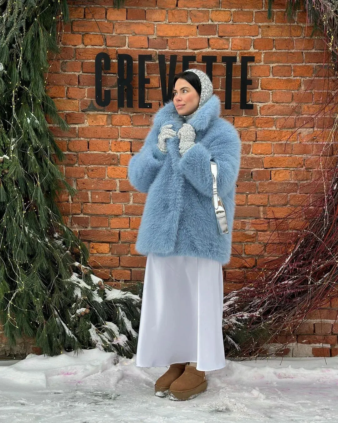 Chic Mid-Length fluffy faux fur Coat
