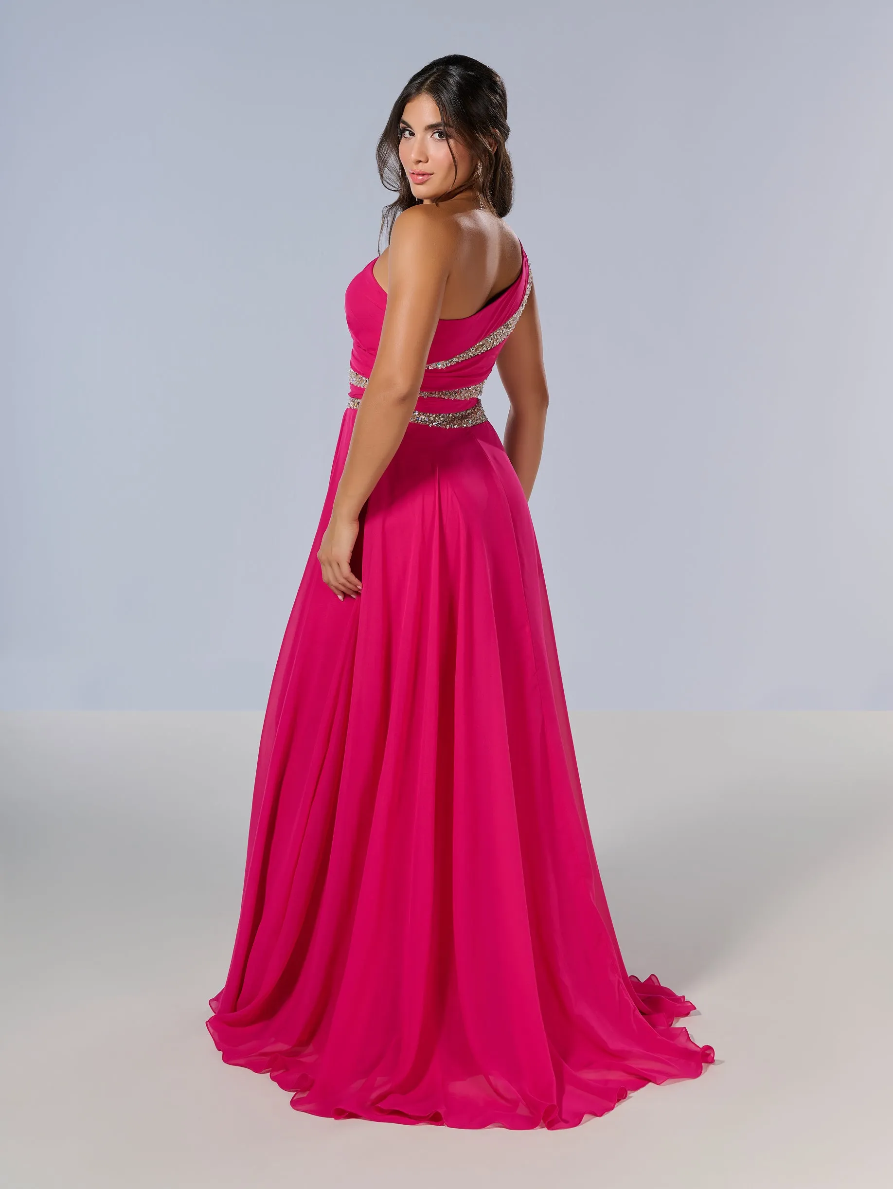 Chiffon One Shoulder A-line Gown by Tiffany Designs 16217