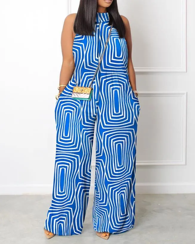 Cute Print Wide Leg Long Jumpsuit