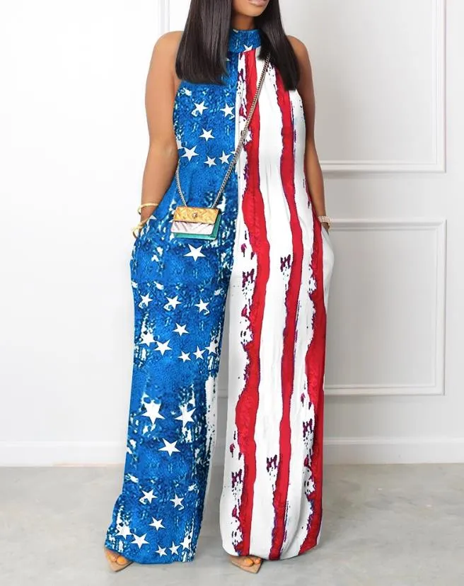 Cute Print Wide Leg Long Jumpsuit