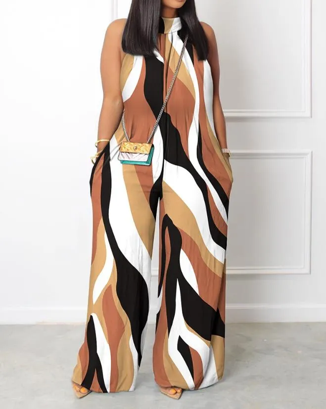 Cute Print Wide Leg Long Jumpsuit