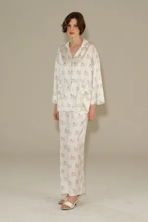 Diamond Poodles Silk Pajamas Long Set