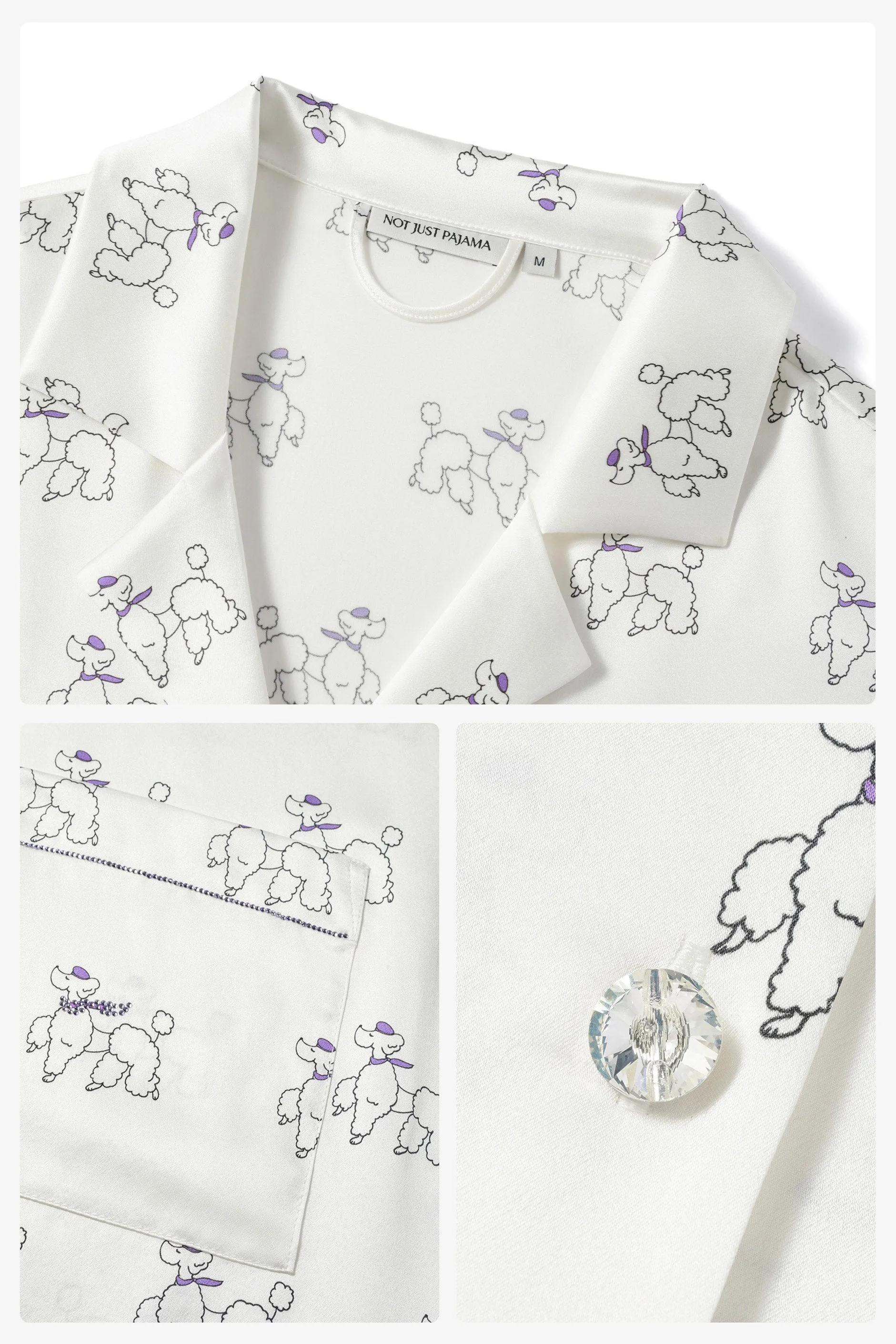 Diamond Poodles Silk Pajamas Long Set