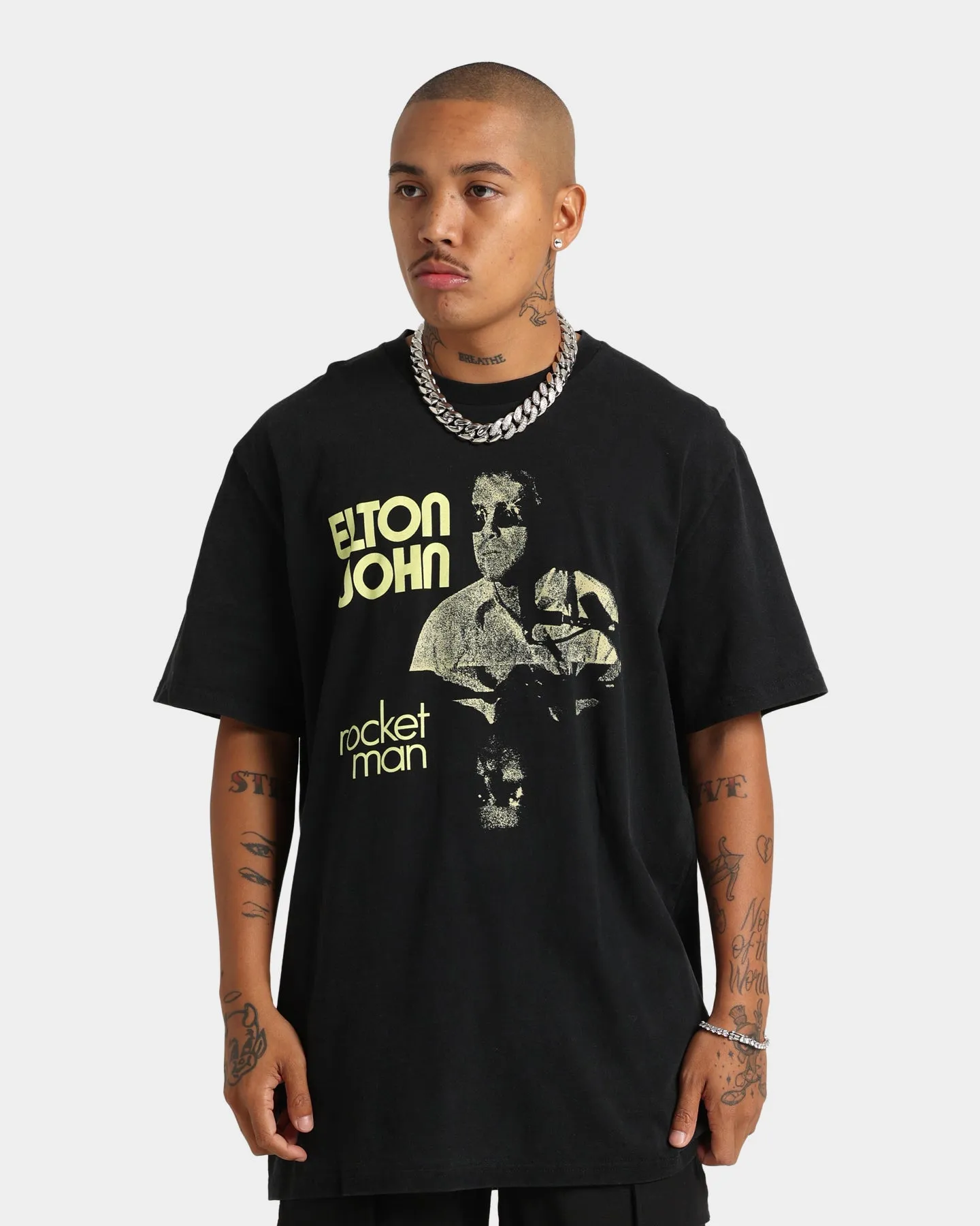 Elton John Rocket Man Vintage T-Shirt Washed Black