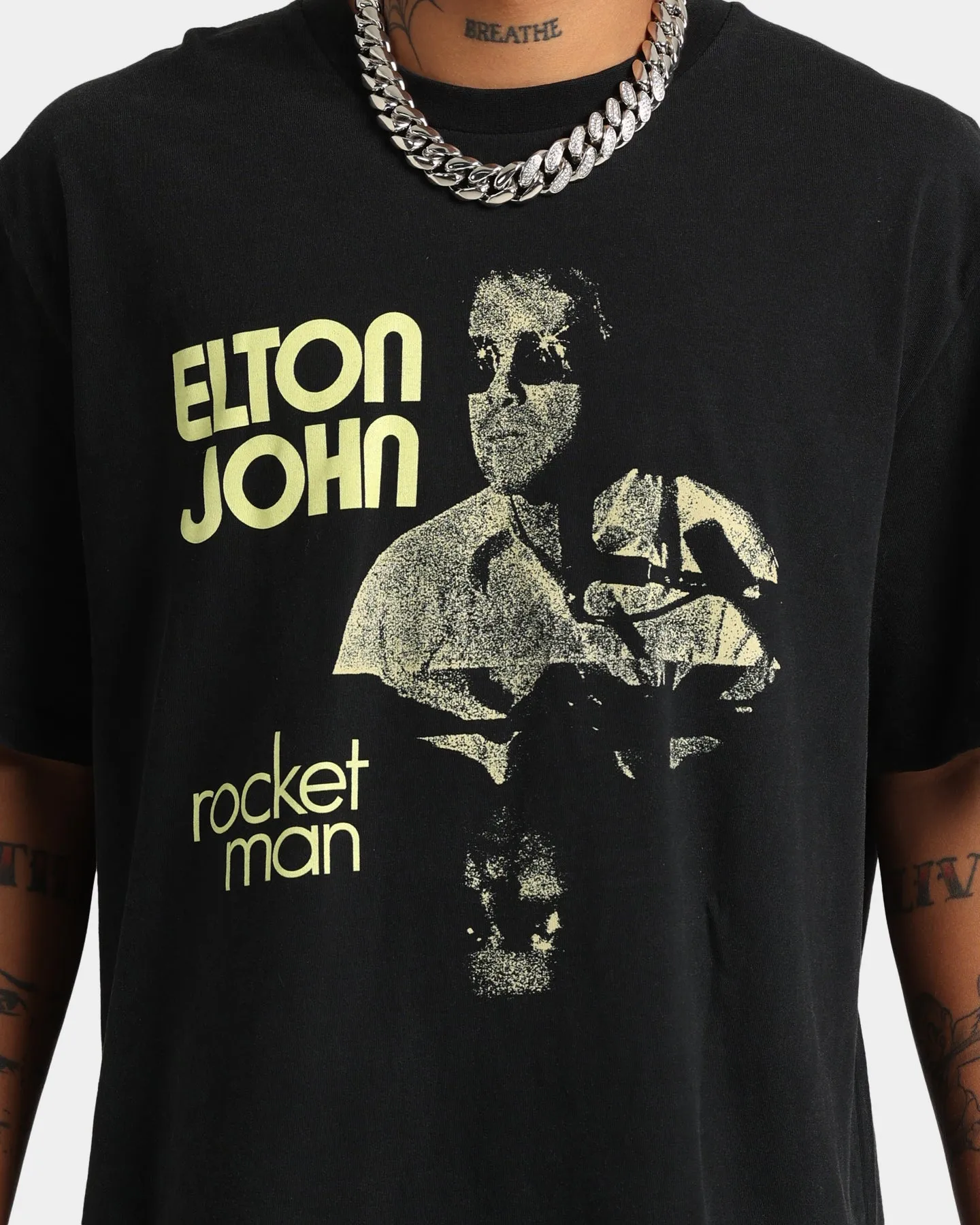 Elton John Rocket Man Vintage T-Shirt Washed Black