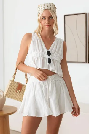 Embroidered Boho Sleeveless Crop Top & Mini Skort Set