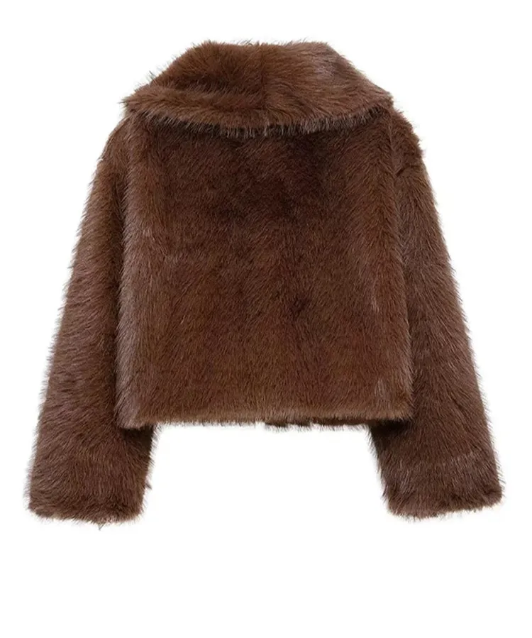 Faux Fur Short Coat Fluffy Long Sleeve