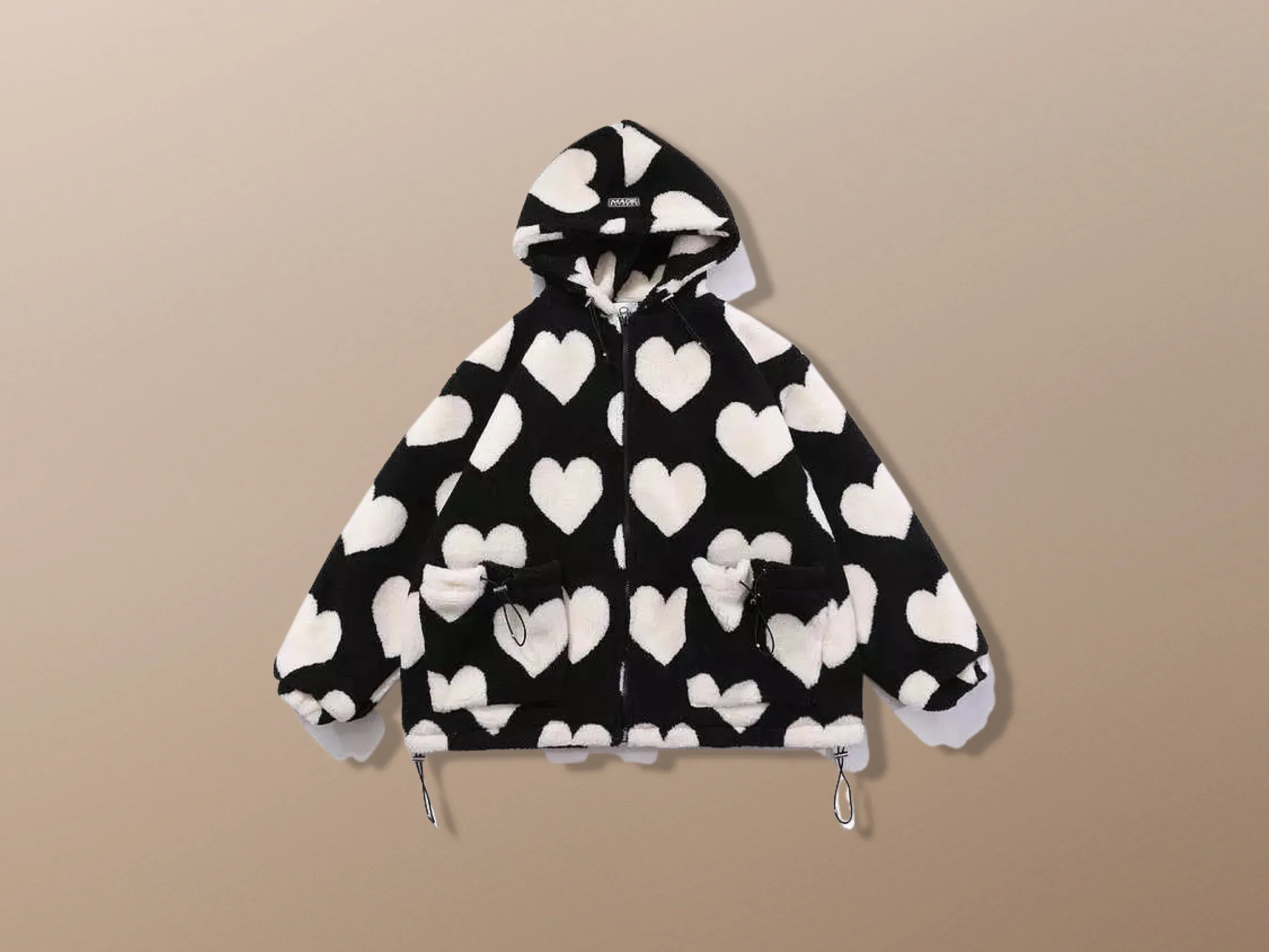 Faux Fur Thick Warm Heart Love Harajuku Plush Jacket Coat