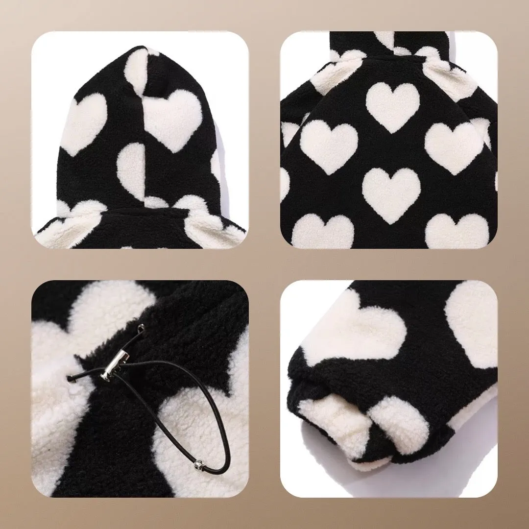 Faux Fur Thick Warm Heart Love Harajuku Plush Jacket Coat