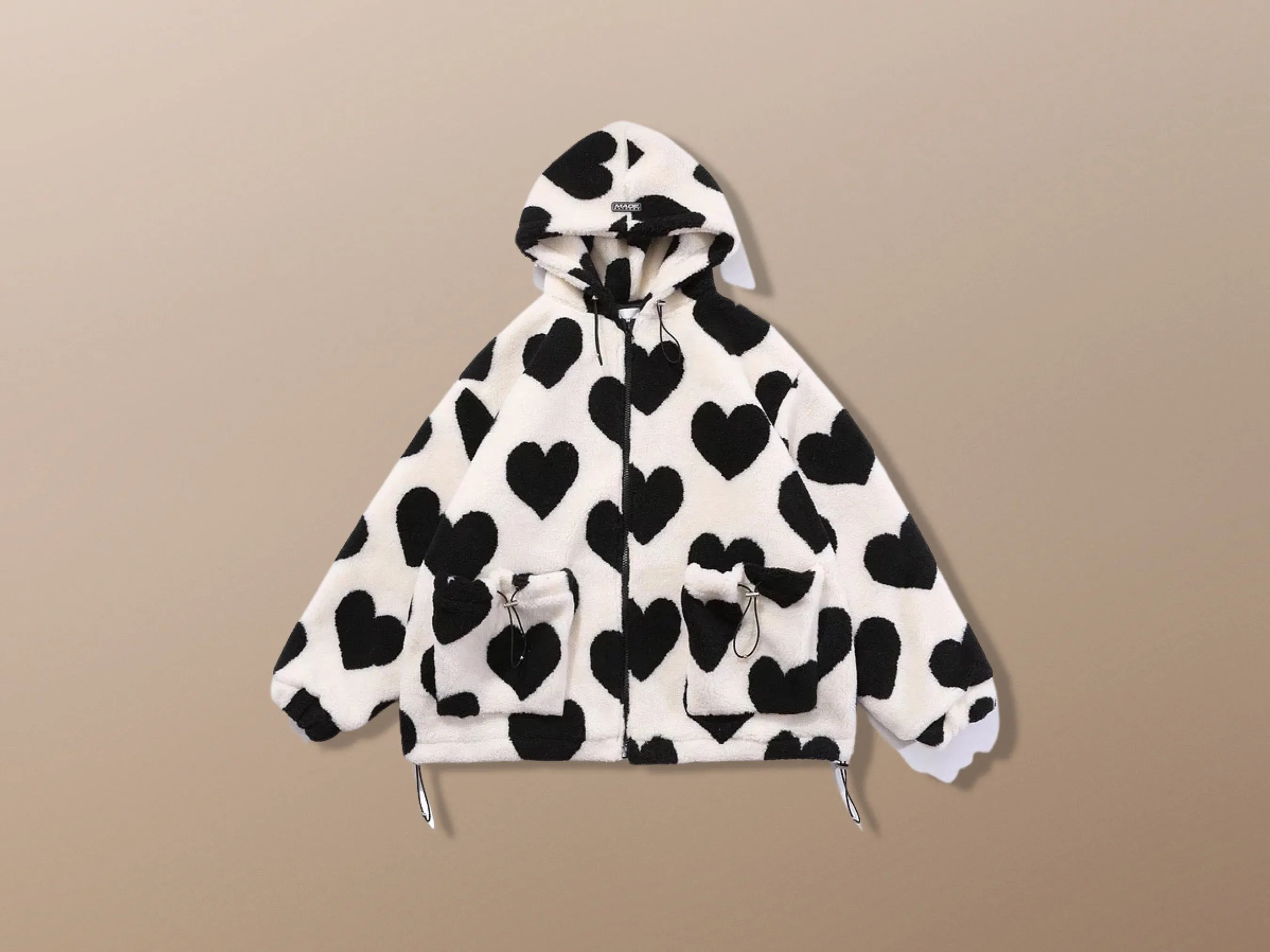 Faux Fur Thick Warm Heart Love Harajuku Plush Jacket Coat