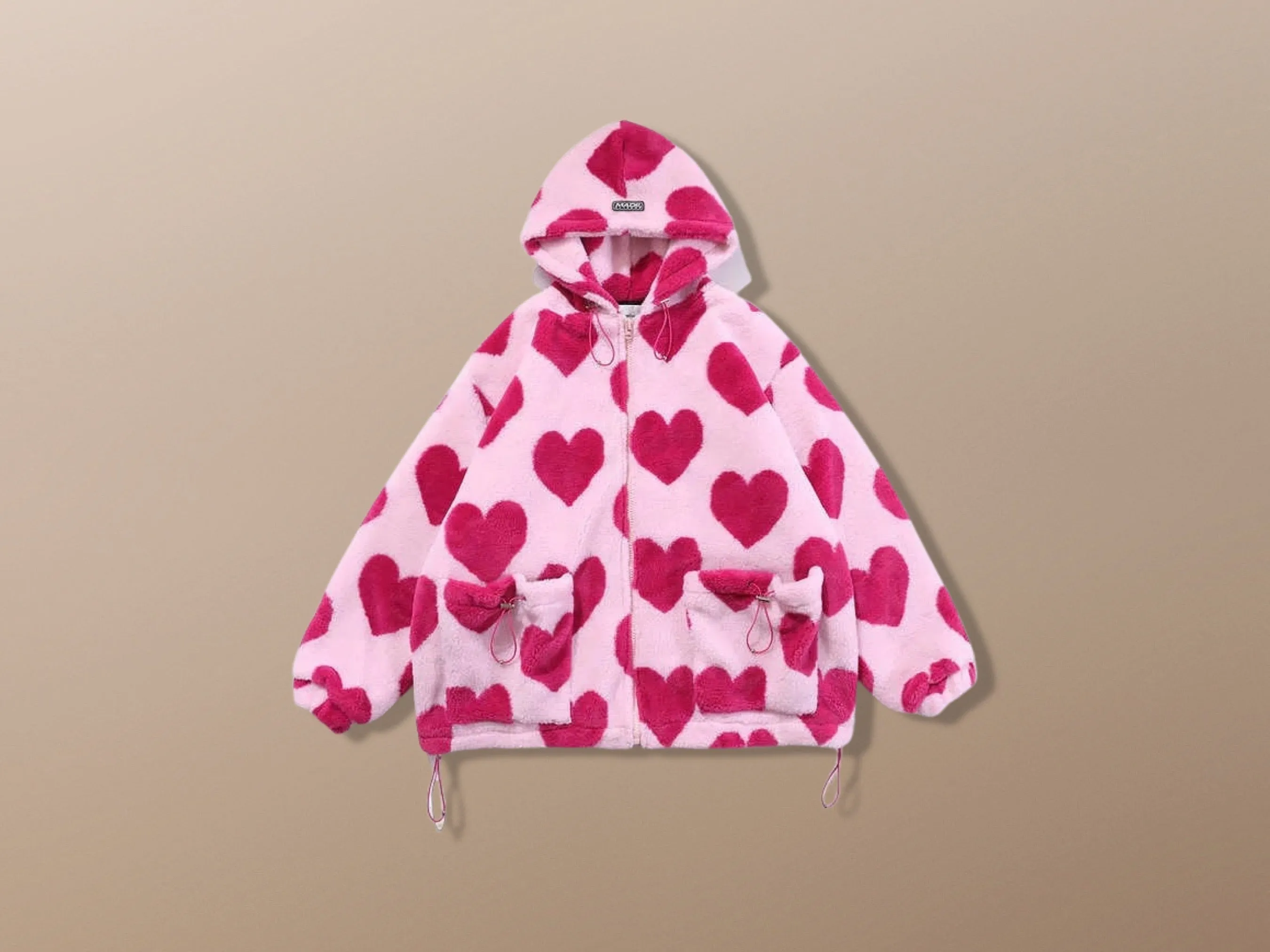 Faux Fur Thick Warm Heart Love Harajuku Plush Jacket Coat