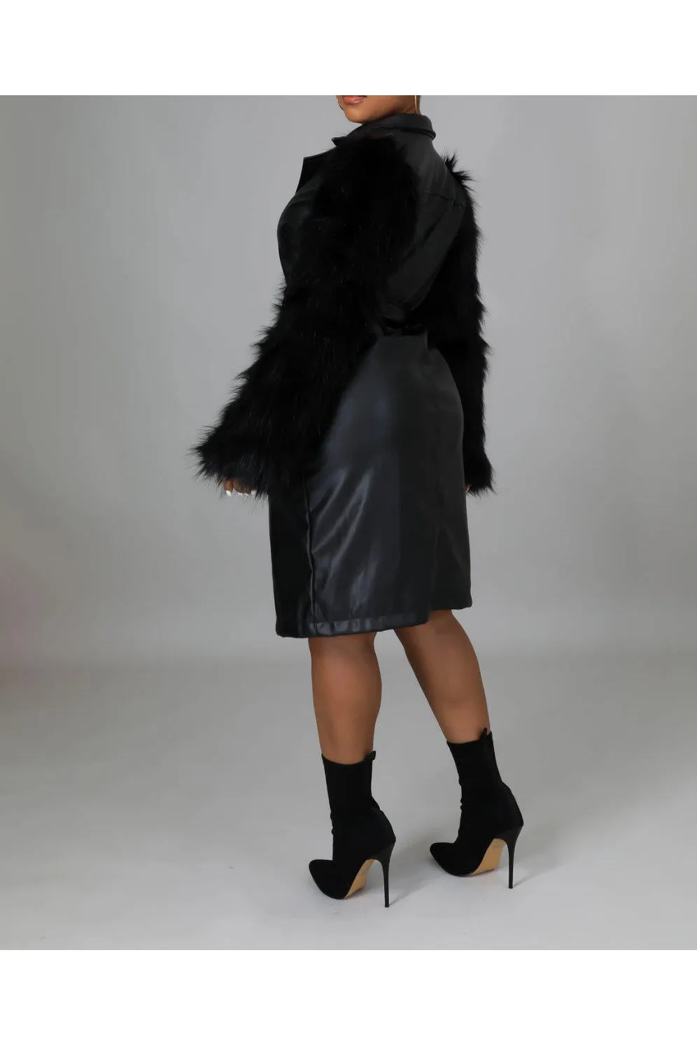 Faux Leather and Fur Jacket