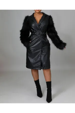 Faux Leather and Fur Jacket