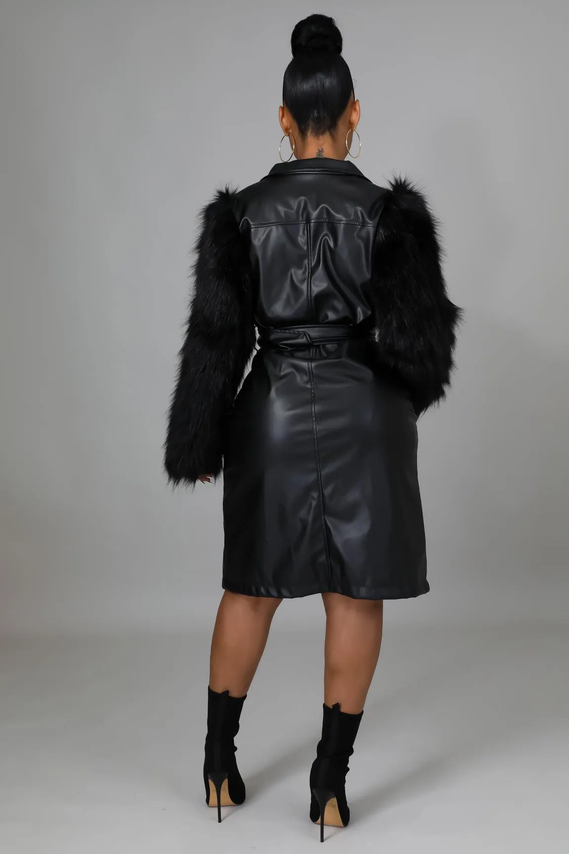 Faux Leather and Fur Jacket