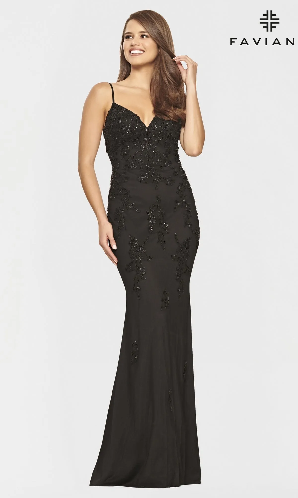 Faviana Long Open-Back Light Pink Prom Gown