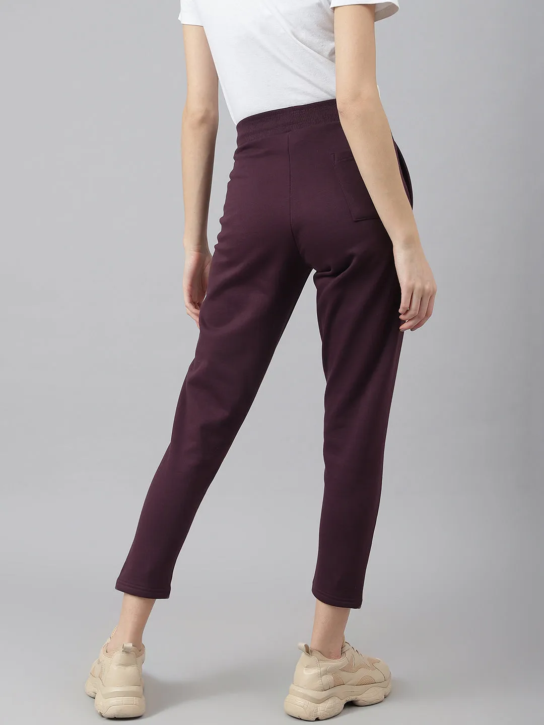 Fitkin Women Purple Regular Fit Fleece Tracksuit
