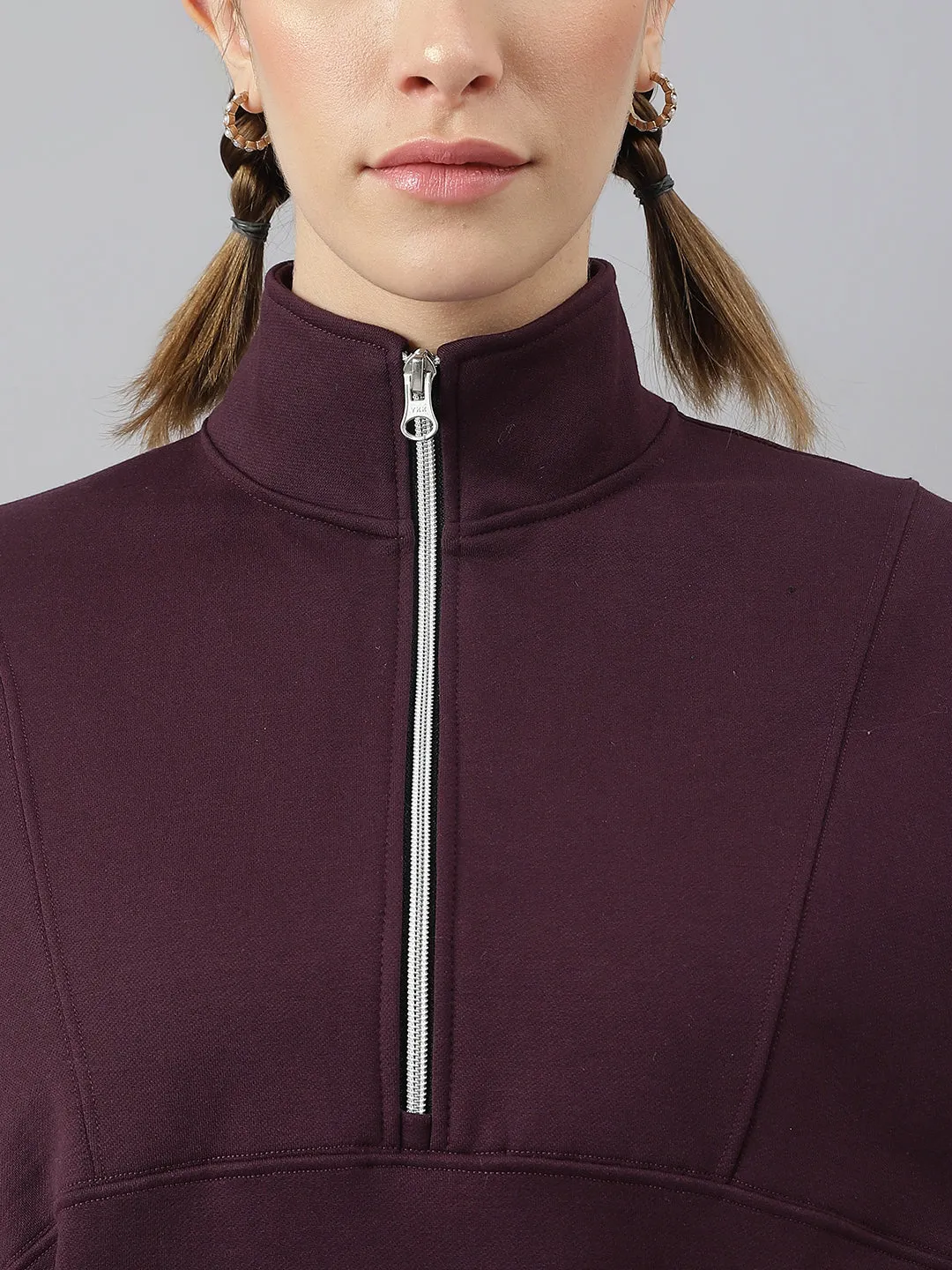Fitkin Women Purple Regular Fit Fleece Tracksuit