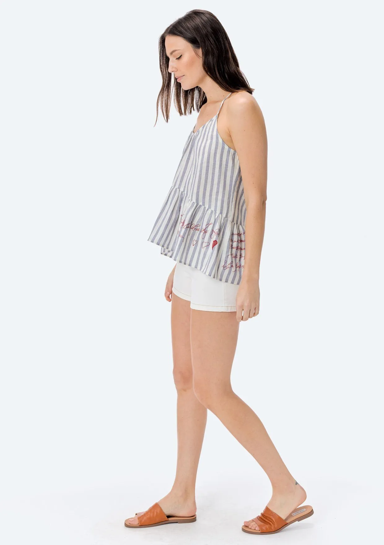 Francois Embroidered Ruffle Tank