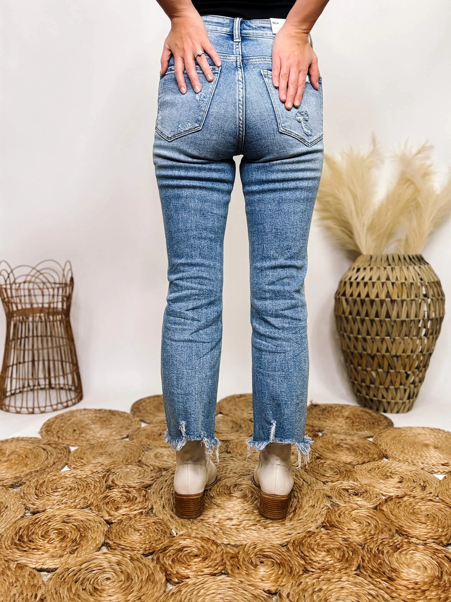 Frayed Hem Kick Flare Comfort Stretch High Rise Vervet by Flying Monkey Jeans