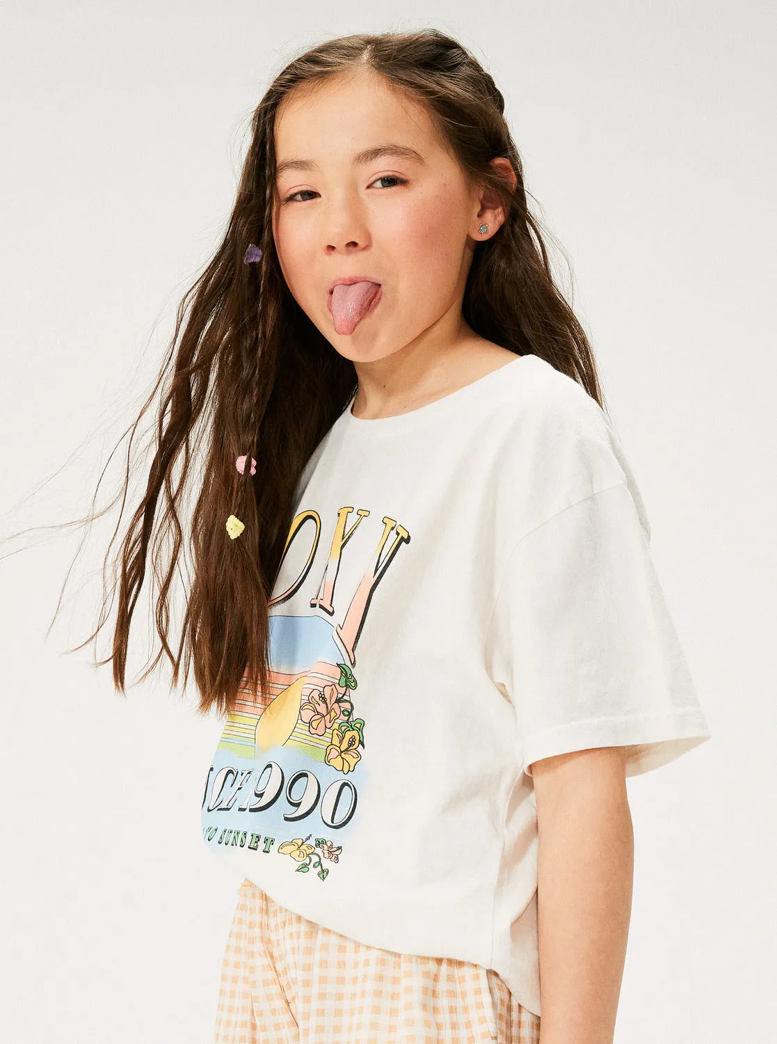 Girls 4-16 Sunrise To Sunset Oversized Boyfriend T-Shirt - Snow White