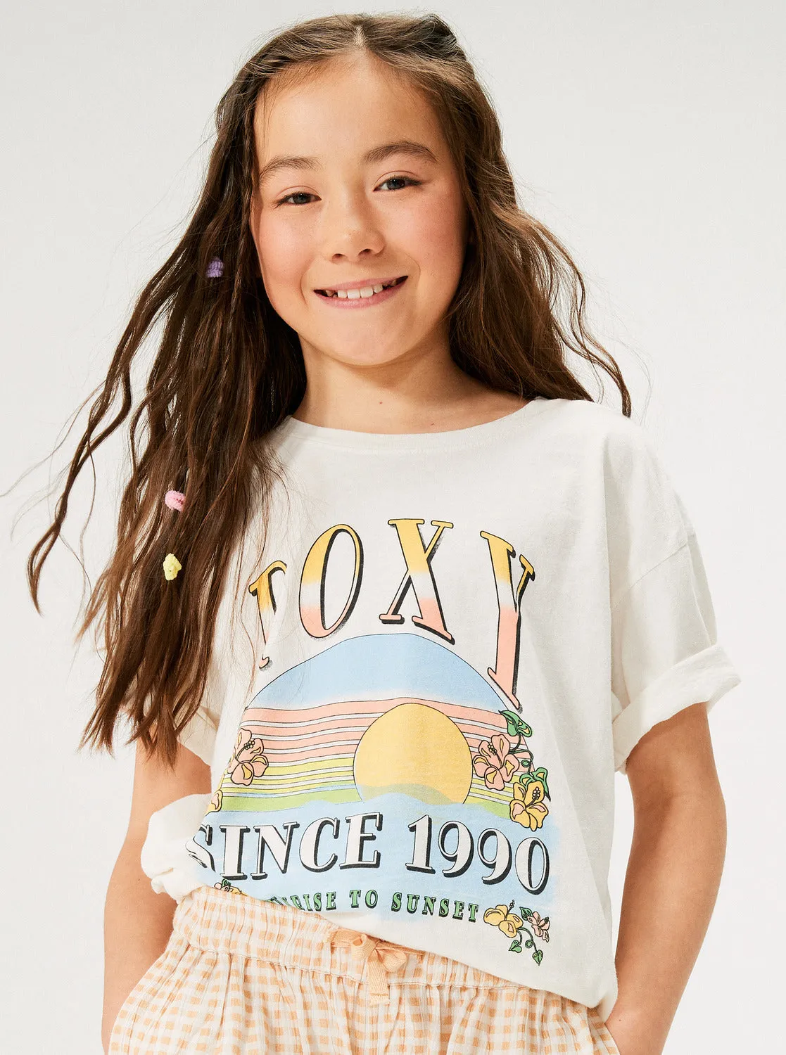 Girls 4-16 Sunrise To Sunset Oversized Boyfriend T-Shirt - Snow White
