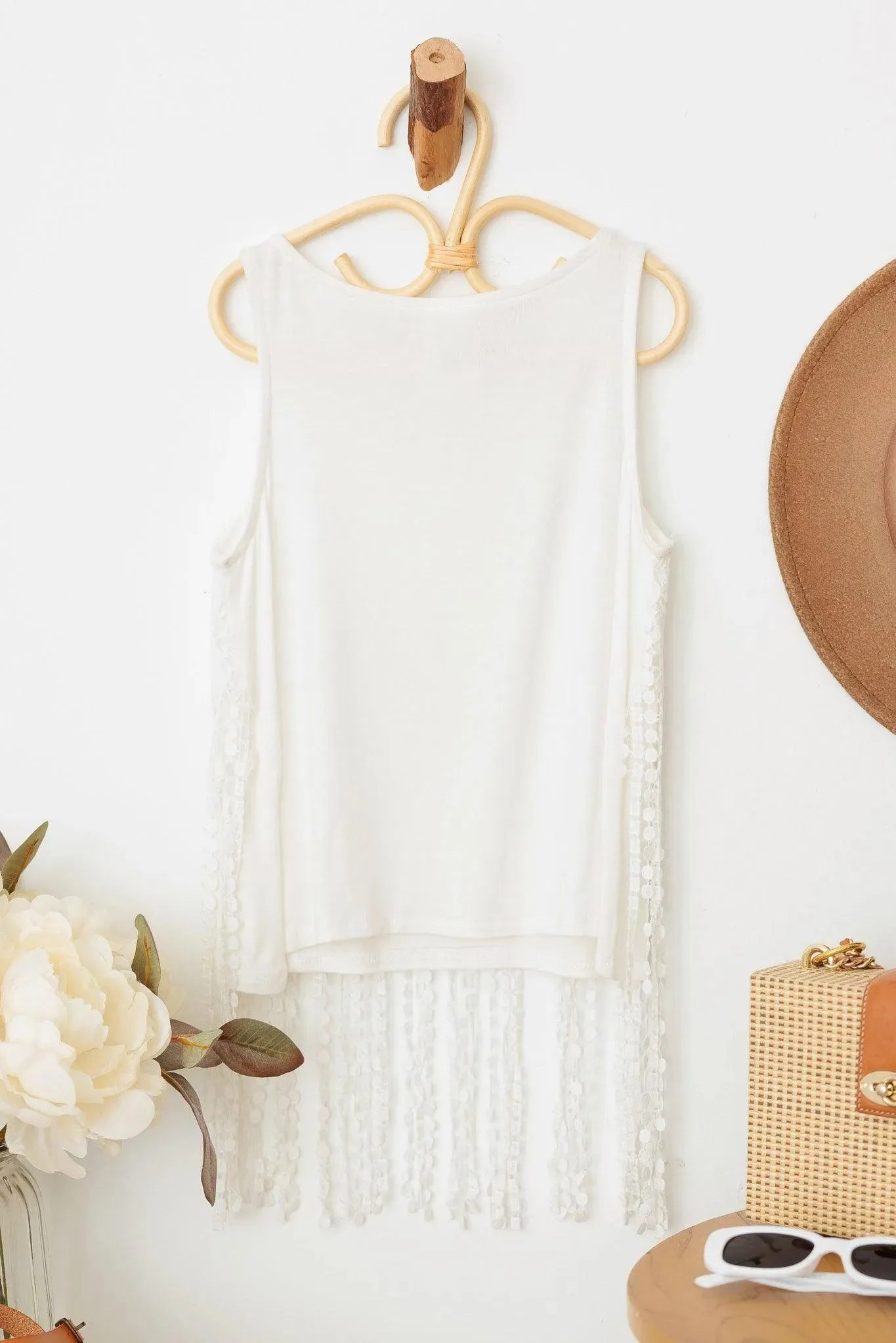 Girls Western Fringe Sleeveless Lace Top