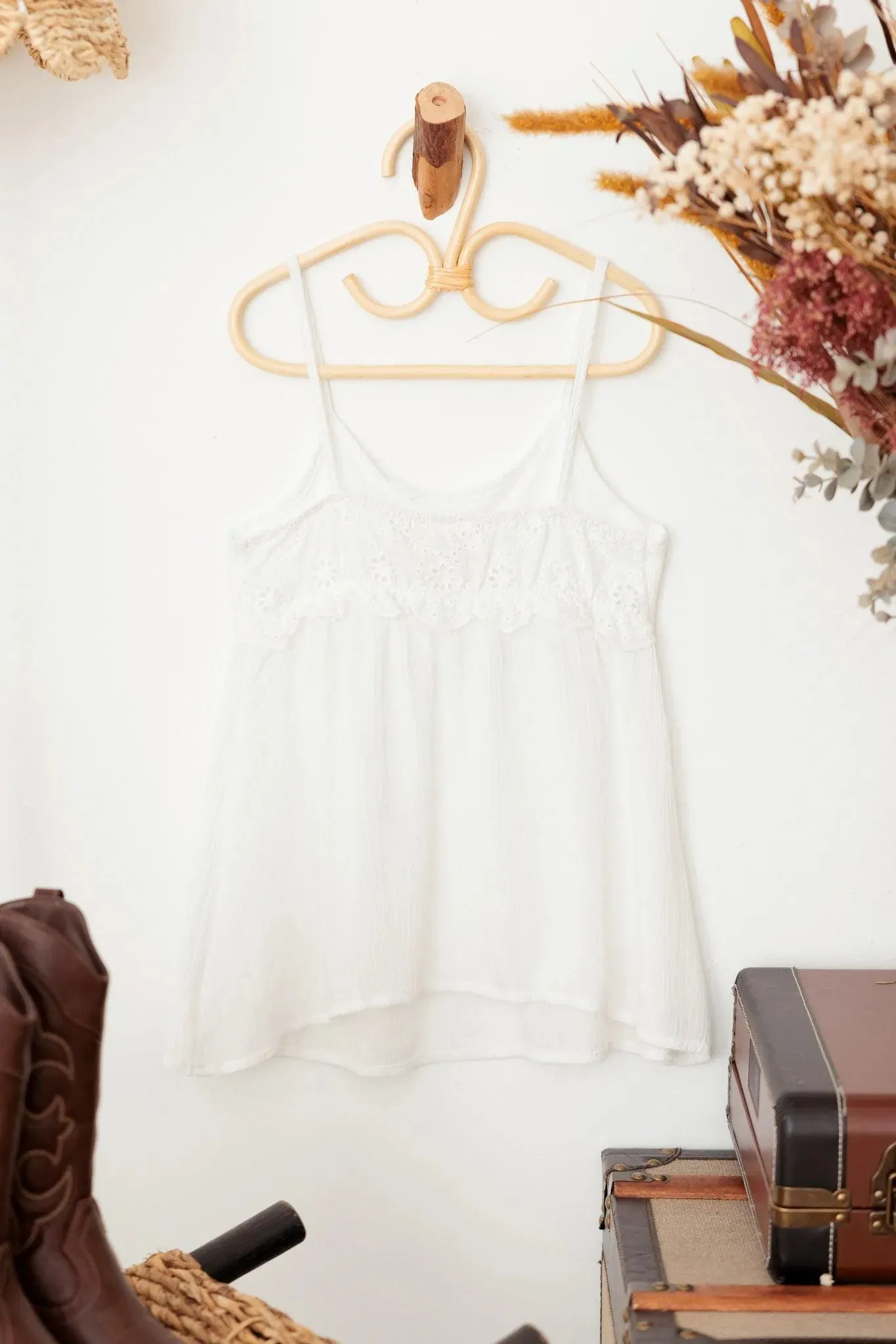 Girls Western Sleeveless Floral Embroidered Top