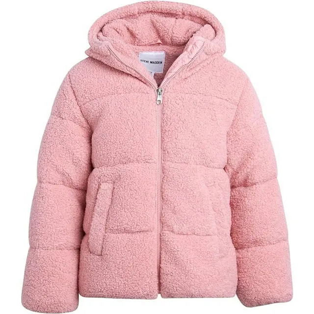 Girls’ Winter Jacket – Sherpa Fleece Quilted Puffer Coat - ZB153