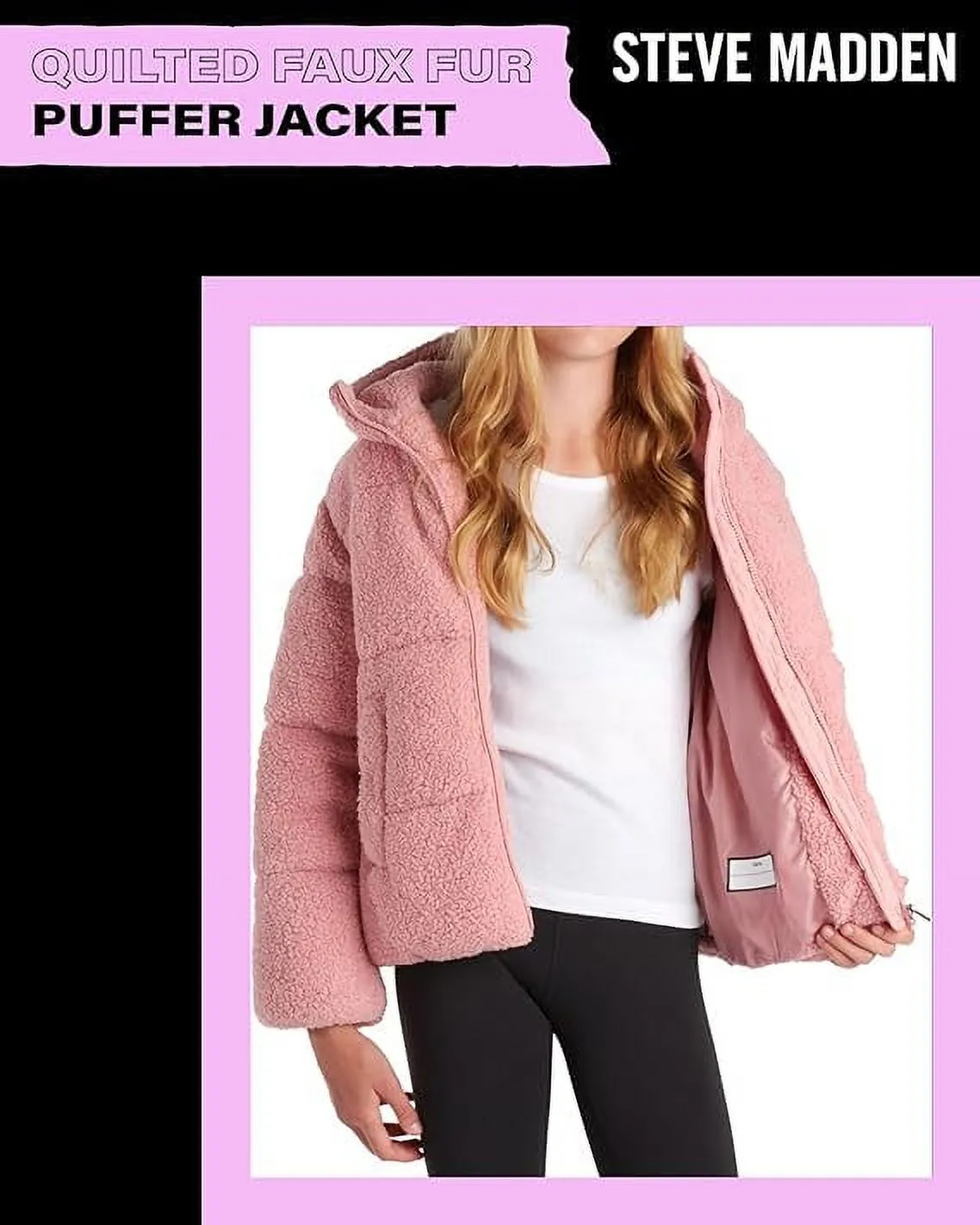 Girls’ Winter Jacket – Sherpa Fleece Quilted Puffer Coat - ZB153