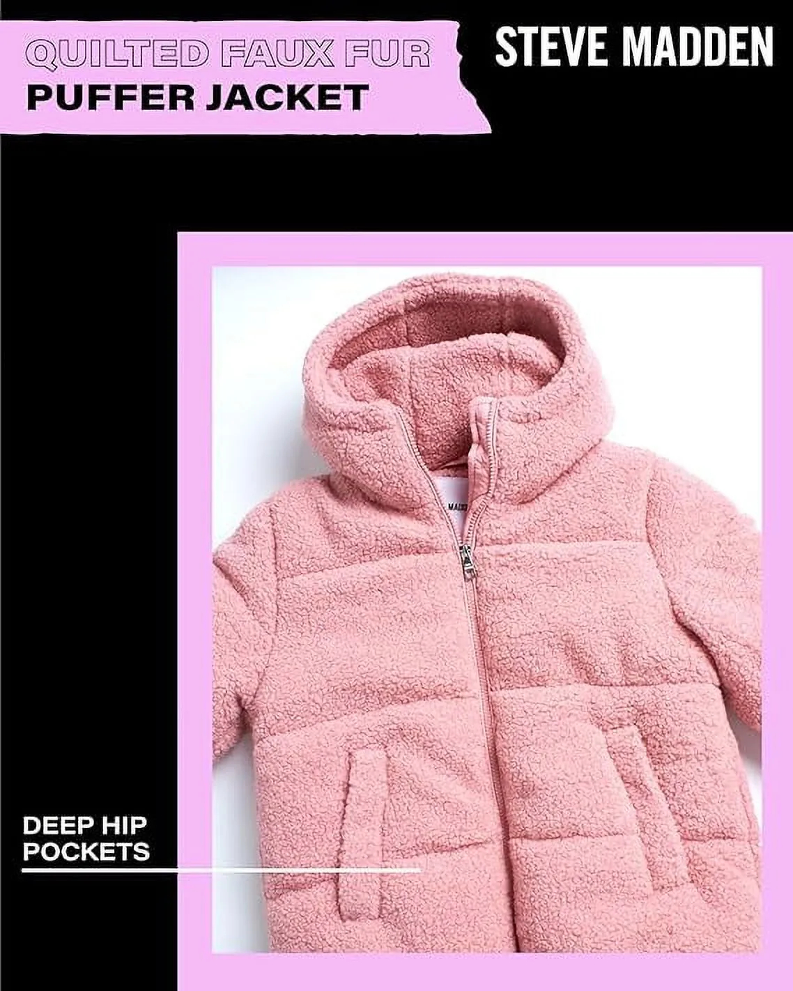 Girls’ Winter Jacket – Sherpa Fleece Quilted Puffer Coat - ZB153