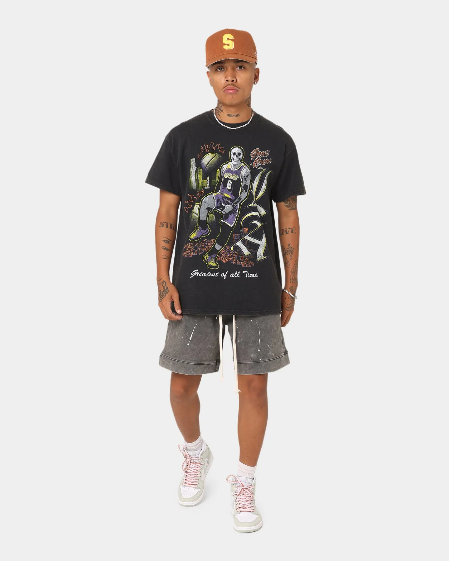 Goat Crew Big LA Baller Vintage T-Shirt Washed Black