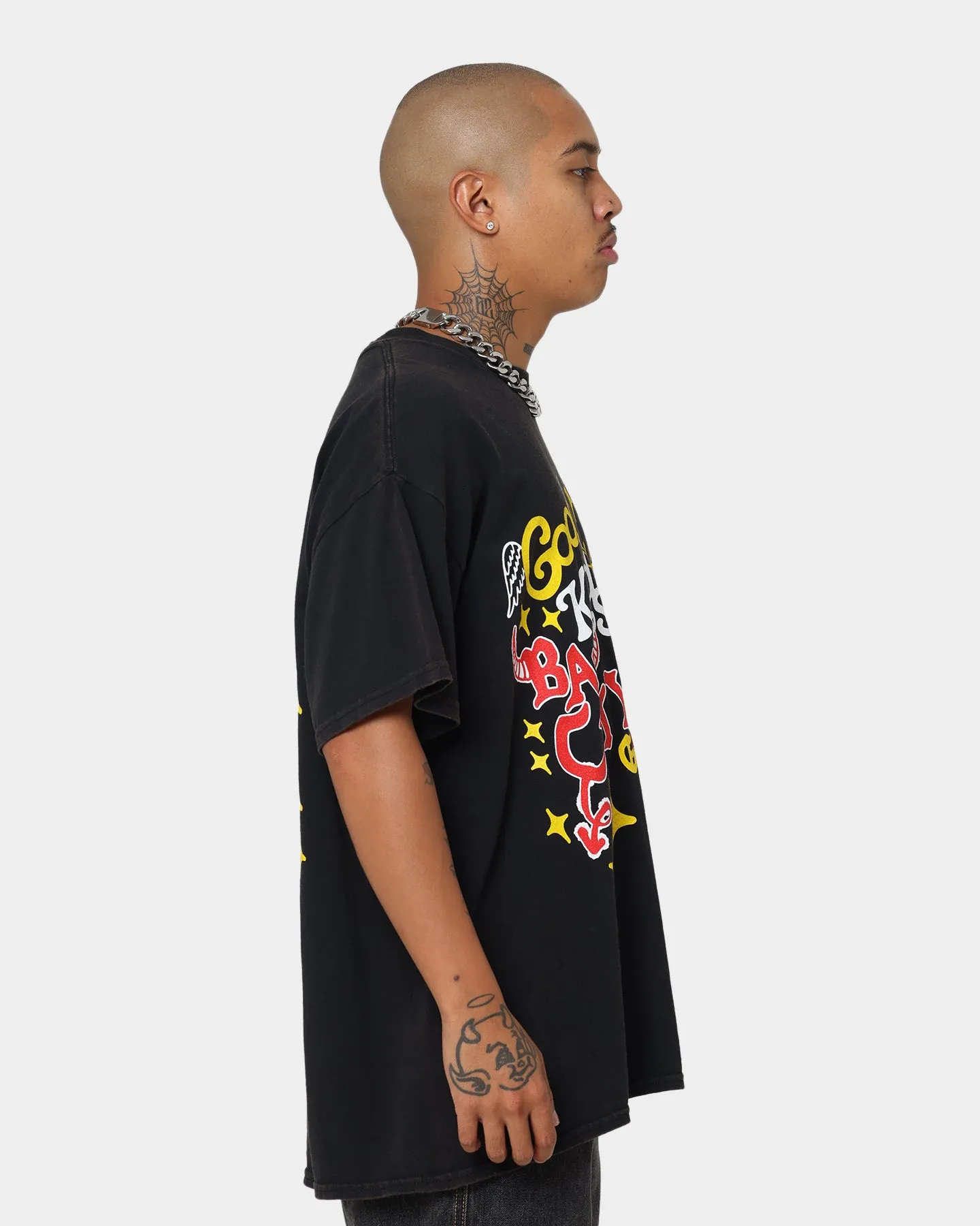 Goat Crew Good Kids Bad City All Over Print T-Shirt Washed Black