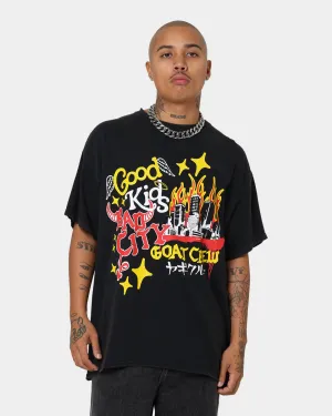 Goat Crew Good Kids Bad City All Over Print T-Shirt Washed Black