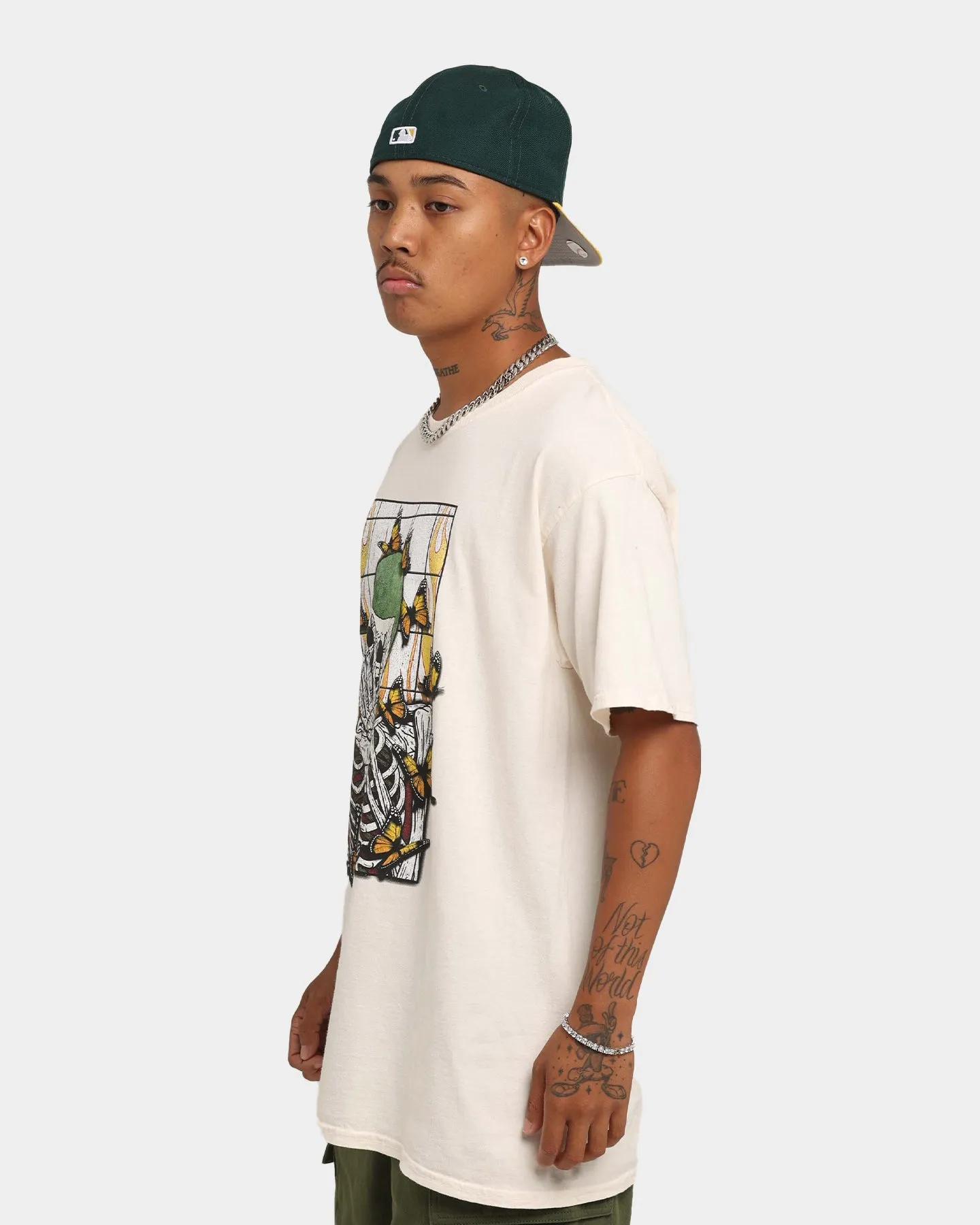 Goat Crew Green Skeleton Vintage T-Shirt Off White