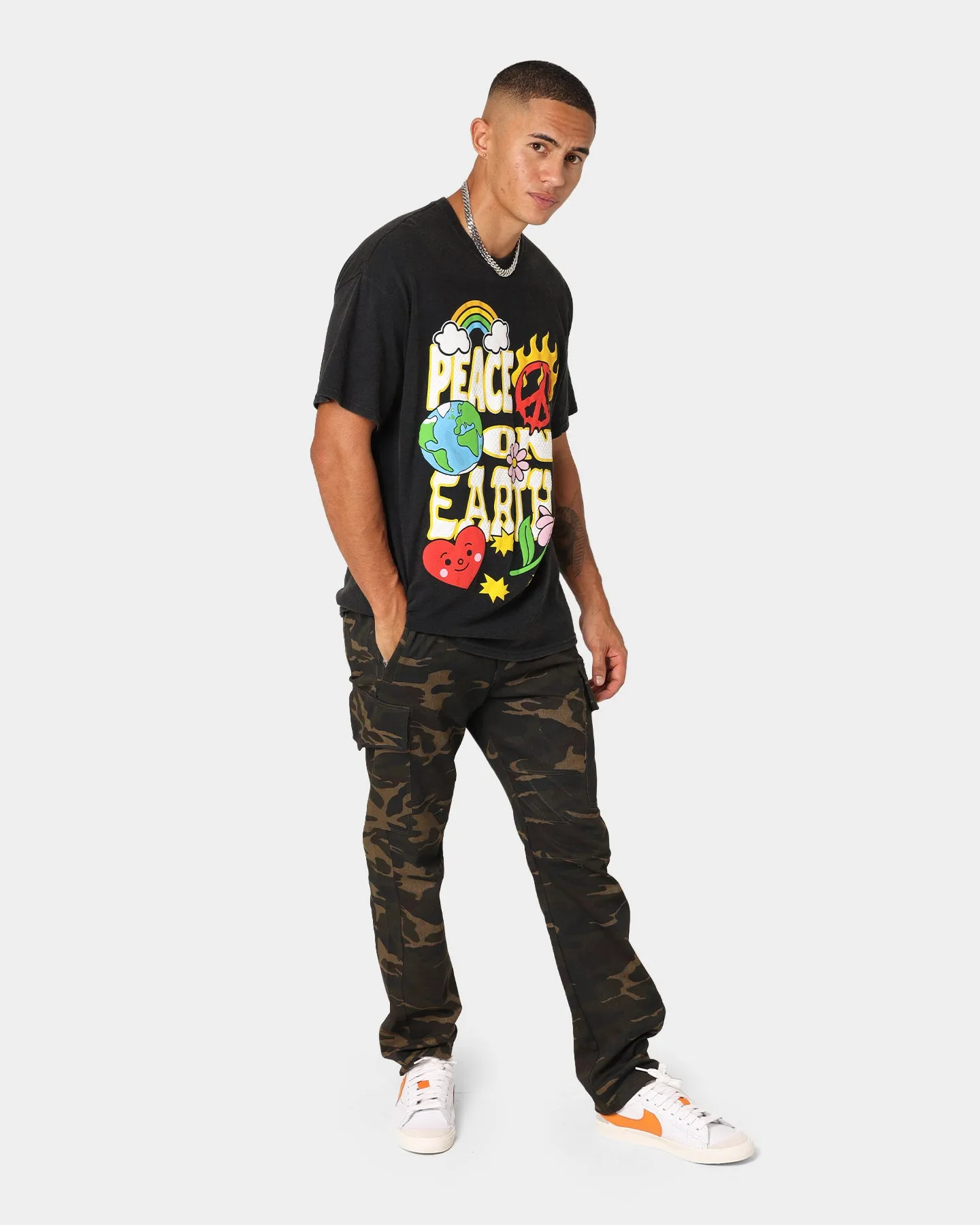 Goat Crew Peace On Earth Vintage T-Shirt Washed Black