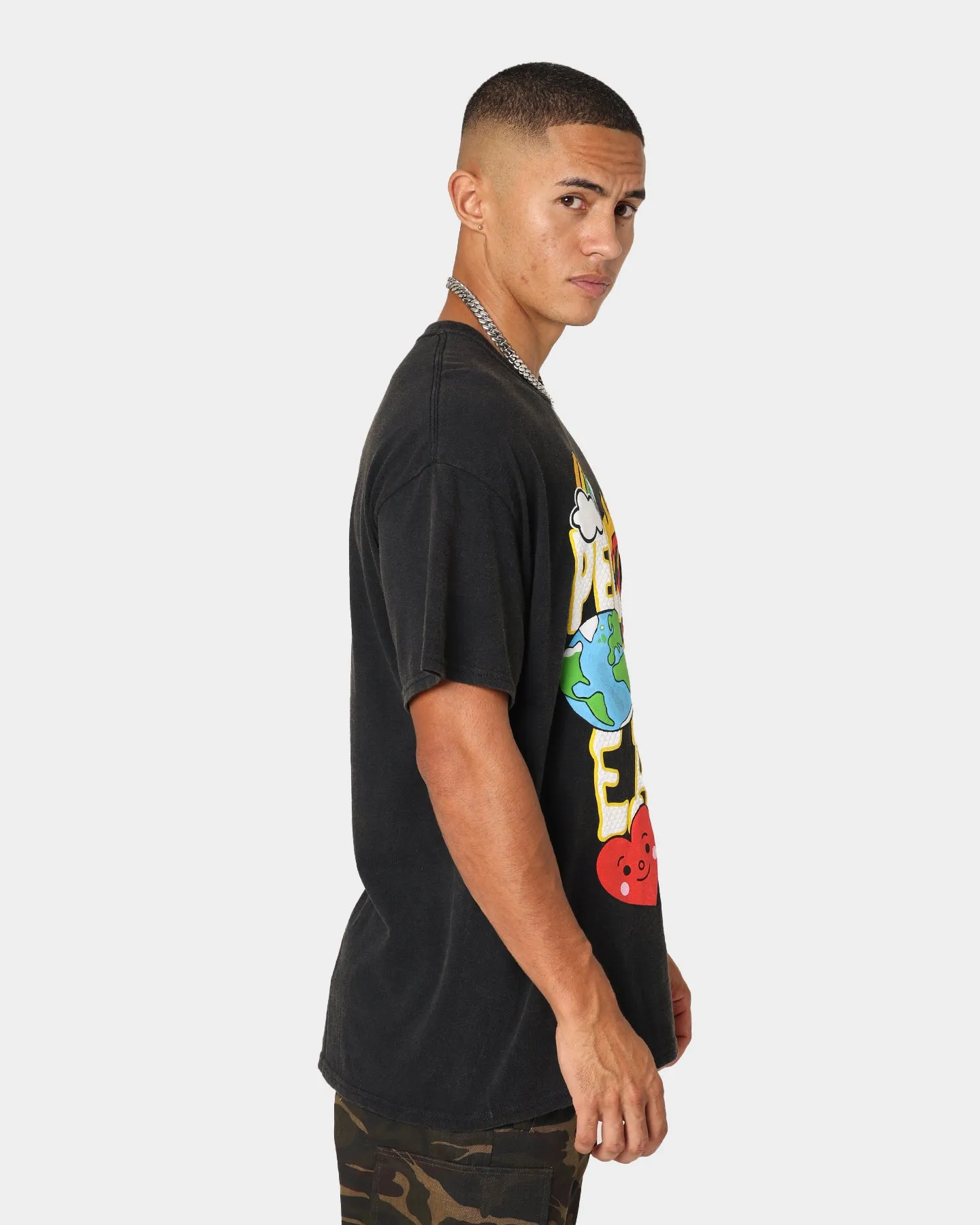 Goat Crew Peace On Earth Vintage T-Shirt Washed Black